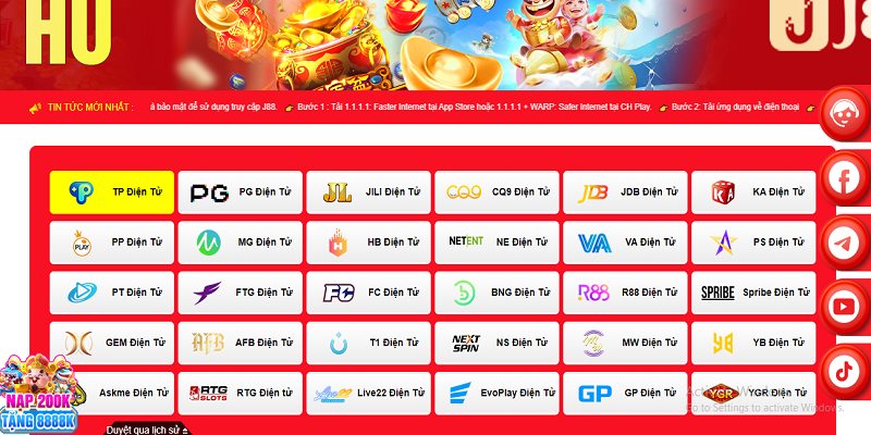 Tham gia ngay vào sảnh trò chơi game slot J88 bạn yêu thích